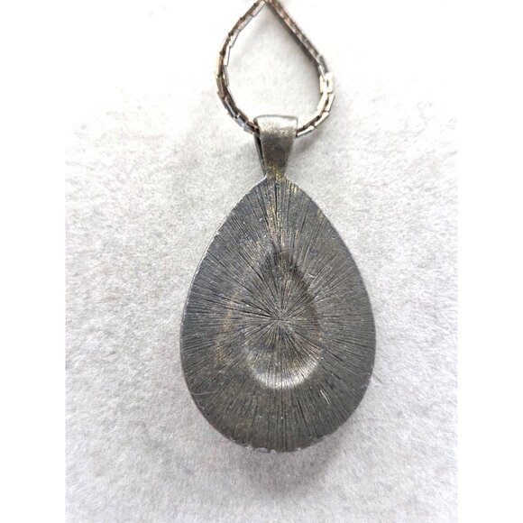 Robert Rose Burgundy Red Cabochon Stone Teardrop Shape Pendant - Picture 3 of 3